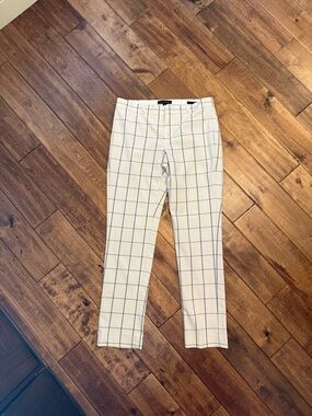 Banana Republic White Chinos with Blue Windowpane Grid